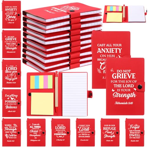 Juego de regalos cristianos de 20 cuadernos y bolígrafos con versículo bíblico y notas adhesivas