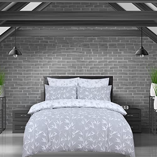DTEX HOMES Duvet Cover Sets 220 Thread Count 100% Egyptian cotton Hotel Quality Reversible Printed Easy Care and Super Soft Cotton Reversible Duvet Covers (Tea Rose Blue, Double)