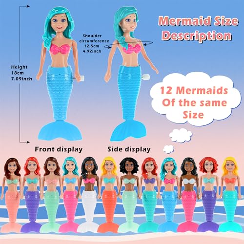 Set 12 muñecas sirenas de baño con cola móvil miniatura 3