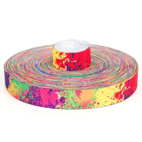 Country Brook Design - Paint Splatter Grosgrain Ribbon (5/8 Inch, 5 Yards)