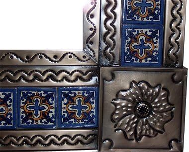 Medium Brown Escudo Talavera Tile Tin Mirror