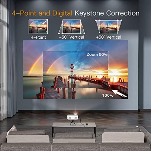 5G WiFi Bluetooth Projector, VOPLLS Native 1080P Projector 4K Supported 12000L, 4P Keystone Correction, Zoom, PPT Function Outdoor Projector with Screen and Tripod for Android iOS Phone/Laptop