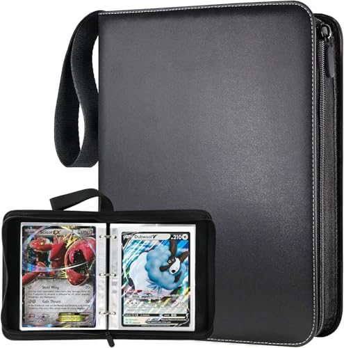 Card Binder for Jumbo Cards, PU Leather Card Binder with 50Pcs Sleeves, Double Sided Pocket PU Card Collector Album, Card Collector Folder Hold 100Pcs Oversize Big Cards 5.9