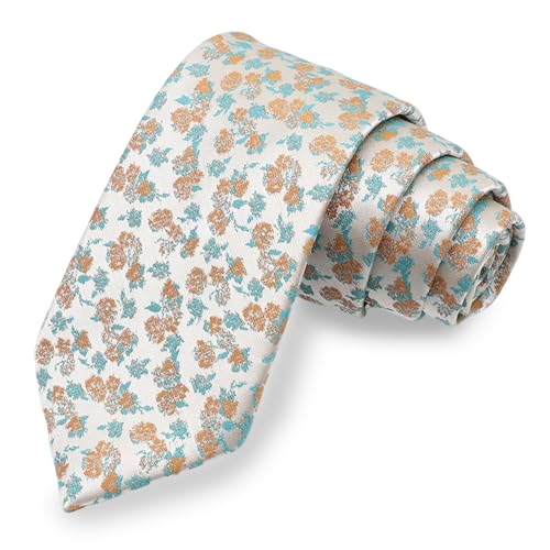 Image of Floral Ties for Men Satin Mens Tie Flower Printed Neck Tie Wedding Party Business