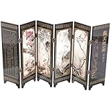 HOMOCONO Chinesischer Kleiner Paravent Raumteiler Desktop Ornament in Traditionellem Stil Stabile Heimdekoration für Wohnzimmer und Büro