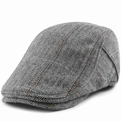JNKET Fashion Men Women Flat Cap Leisure Newsboy Hats Driving Cap (US, Alpha, One Size, Medium, Dark Grey)