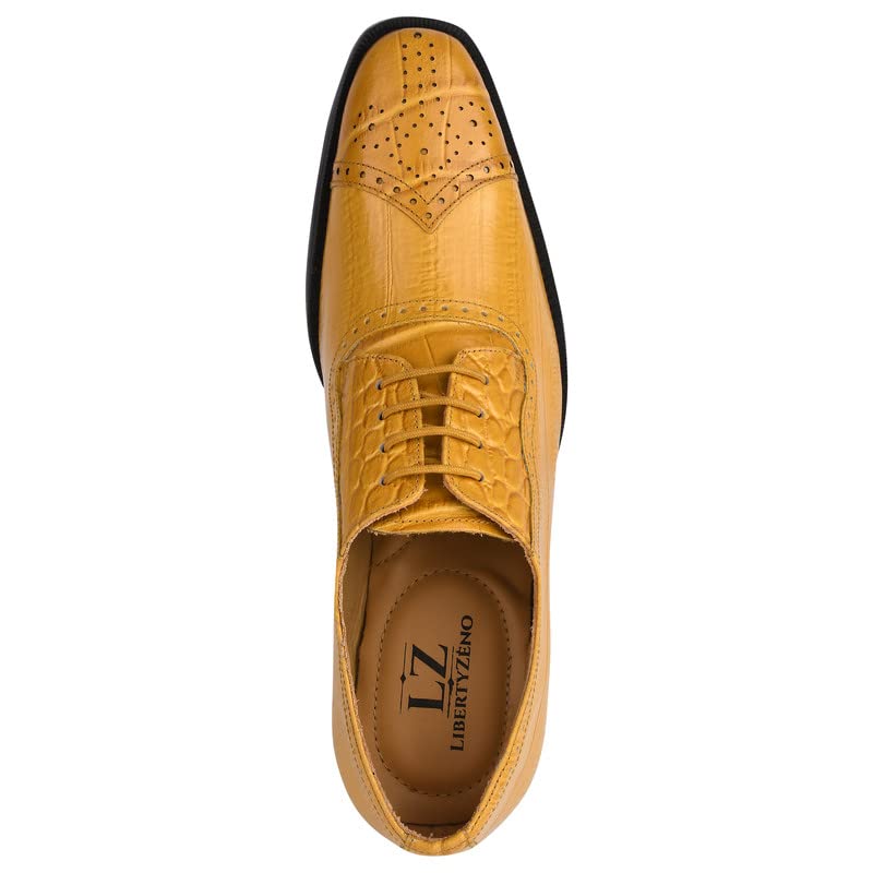 Image of LIBERTYZENO Mens Brogue & Plain Genuine Leather Animal Print Lace Up Oxford Dress Shoes for Easter Gift
