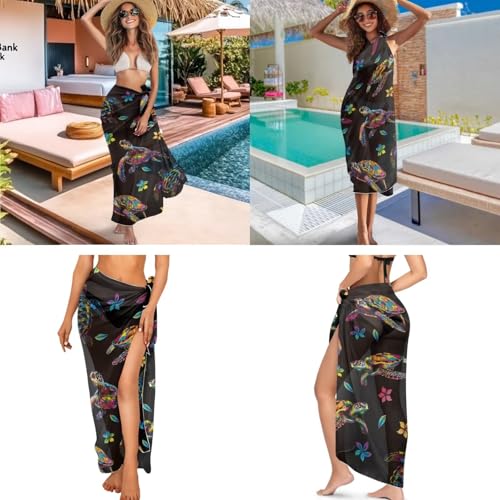 Musical Notes One Piece Swimsuit Tummy 2 Piece for Women Over 50 with Wrap Skirt Plus Size Bathing Suit Cover up4