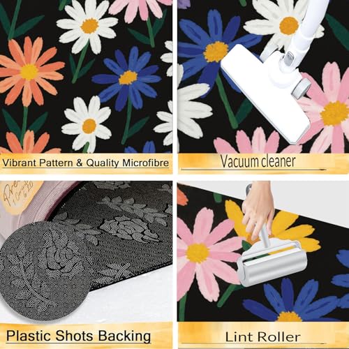 Alfombras de cocina para piso con estampado de flores y base protectora 6
