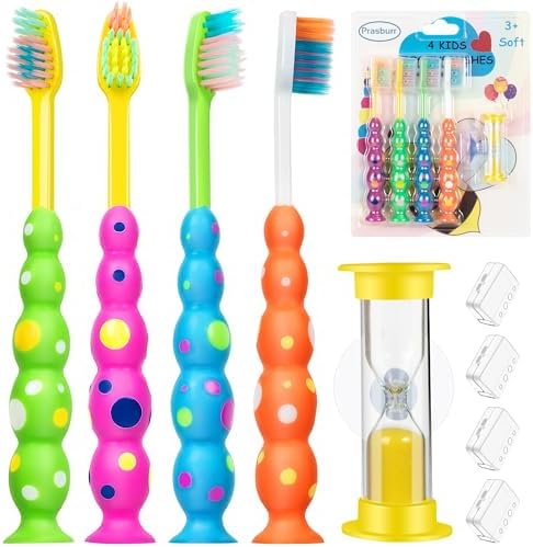 Amazon.com : PRASBURR Kids Toothbrush, Toddler Toothbrush Age 2-4 and ...