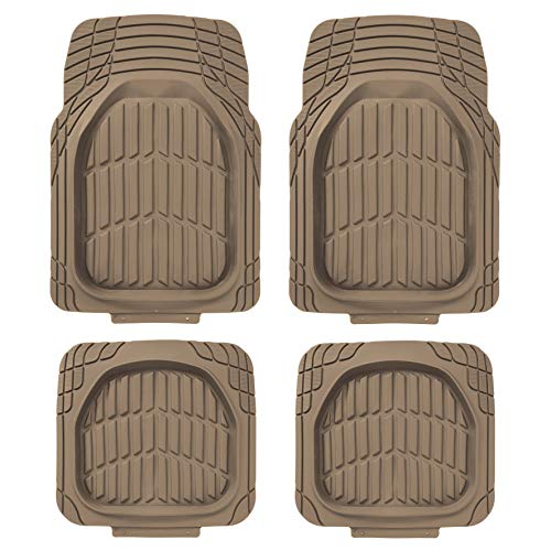 S SUMEX Alfombra de Goma Universal Sand 4 Piezas 2 Delanteras y 2 Traseras, SUV, Furgonetas, Coches Alfombrillas de Protección para Todo Tipo de Clima de Alta Resistencia Color Beige