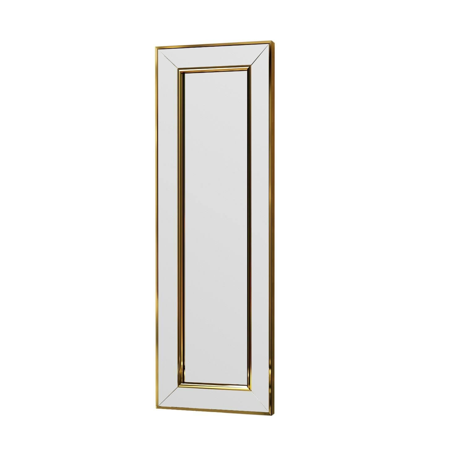 Dmora - Specchio Musca, Specchiera, Articolo d'arredo a muro, Decorazione con specchio, 30x3h90 cm, Oro