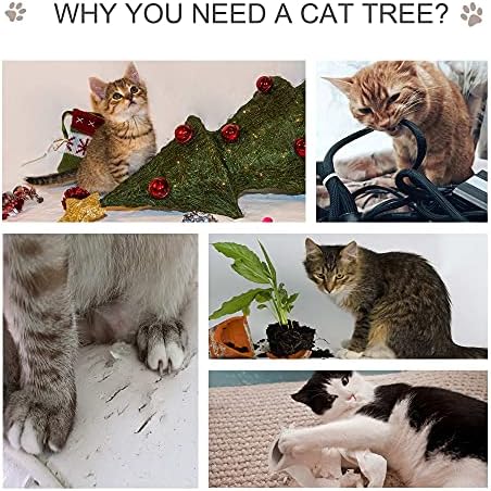 PawHut Cat Tree for Indoor Cats 95cm Climbing Tower Kitten Activity Center with Sisal Scratching Post Perch Roomy Condo Hammock Removable Felt Hanging Toy, Grey