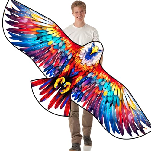 HENGDA KITE Eagle Kite,for Kids and Adults,Easy to Fly,Excellent Fabric and Structure Design,The Pictures are Beautiful in high Definition,Suitable for Beginners(63x27)
