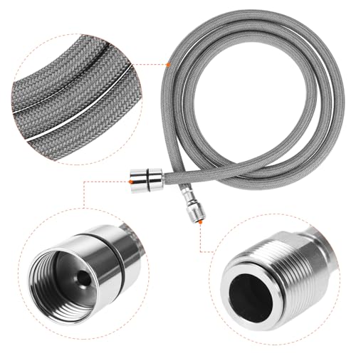 QWORK® Wasserhahn Schlauch 150cm, Nylon Brauseschlauch M15/1 x 1/2 Zoll, Schlauch für Pull-Down Wasserhahn, für Küchen- & Badarmaturen