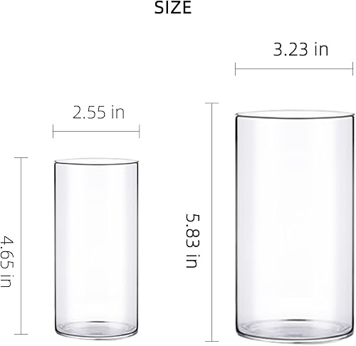 Miniatura 6 de 24 Pack Cylinder Glass Vases for Centerpieces 4.7" 5.9" Height Clear Flower Vase for Table Wedding Decorations Formal Dinners Floating Candle Holders