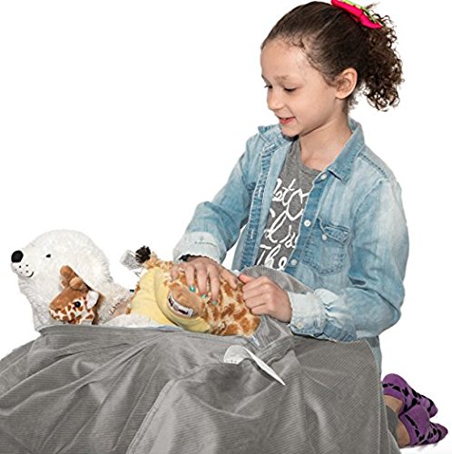 Stuffed Animal Storage Bean Bag Chair Cover ❤️ “SOFT ’n SNUGGLY” Corduroy Kids & Toddlers Prefer Over Canvas - Replace Plush Toy Hammock or Net - Store Blankets & Pillows Too - Large, 4 Colors