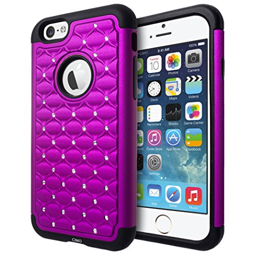 iPhone 6 Case, Cimo [Shockproof] Apple iPhone 6 Case Heavy Duty Shock Absorbing Hybrid Stud Rhinestone Bling Dual Layer Protection Cover for Apple iPhone 6 (4.7) - Purple