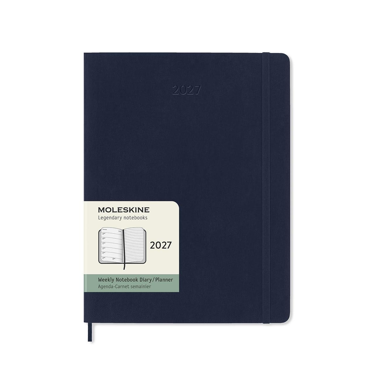 Moleskine Classic 12 Month 2027 Weekly Planner, Soft Cover, XL (7.5" x 9.75"), Sapphire Blue, 144 pages