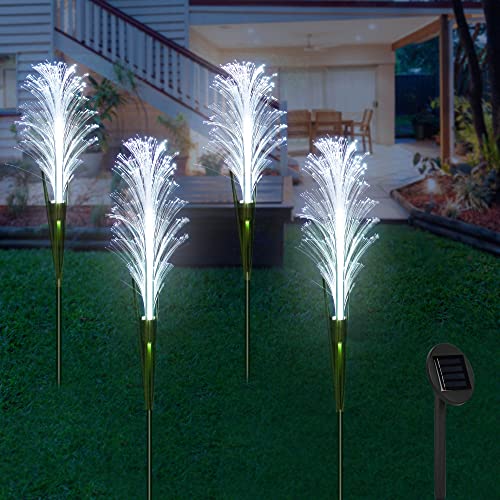 Viodaim Solar Outdoor Garden Lights Decorative Waterproof Flower Fiber Optic Reed Landscape Lighting For Patio Driveway Pathway Lawn Ground 4 Pack #TOP7