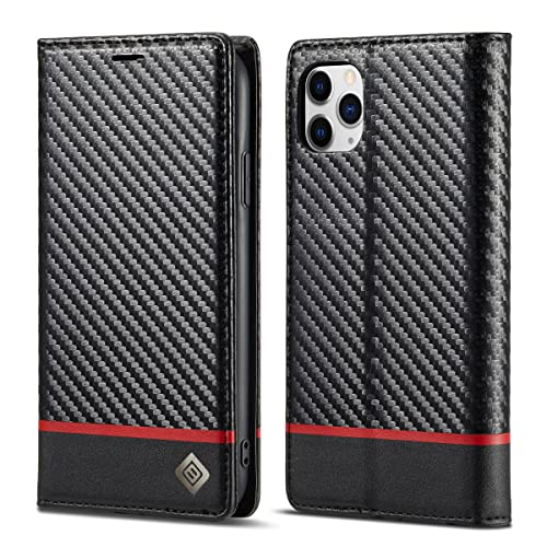 Capa para iPhone 11 Pro, Fibra Carbon Capa Capinha Carteira 360 para iPhone 11 Pro Couro Sintético (