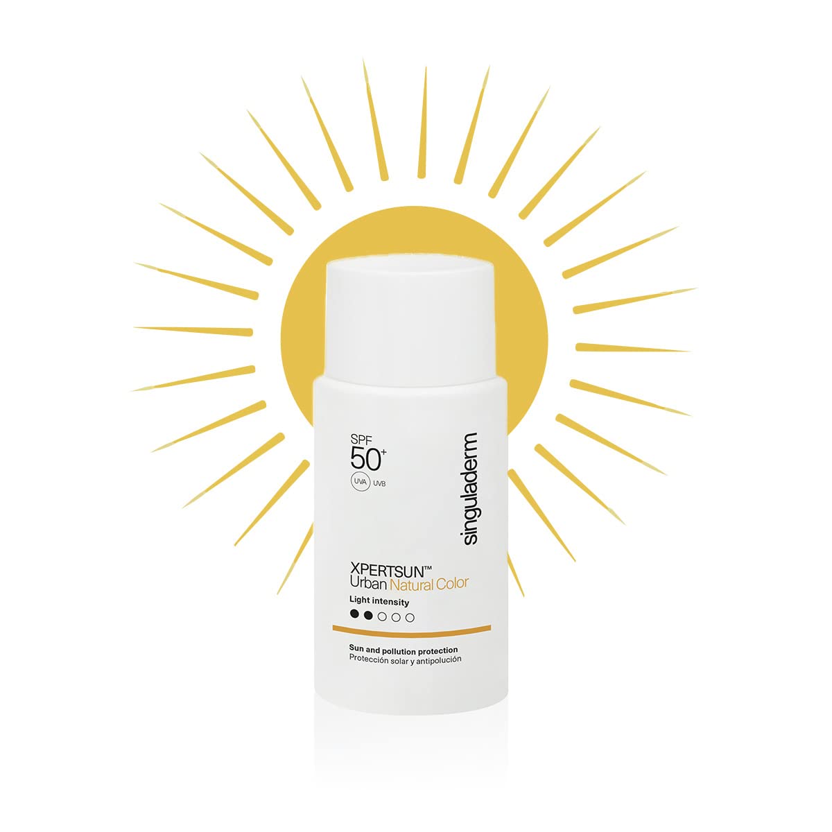 Singuladerm XPERTSUN Urban Natural Color Light Intensity - Protector Solar Facial SPF 50+ con Color - 50 ml - Crema Antimanchas y Antipolución de Uso Diario - Resistente al Agua