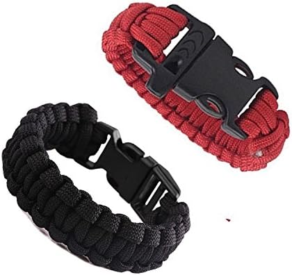 L&F Home Paracord Bracelet Set for Men Women Boys Girls Bracelets Rope Braided with Parachute Cord for Emergency Outdoor Survival- Great Party Favors Return Gifts (Red/Black)