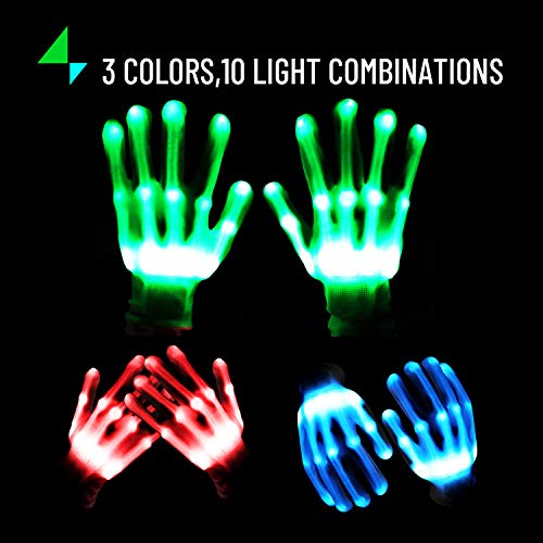 Uweidoit Led Gloves, Flash Finger Lights Gloves, 3 Colors 10 Modes Colorful Light Up Gloves Glowing Christmas Costume Clubbing Party Favors Toys For Boys Girls #TOP1