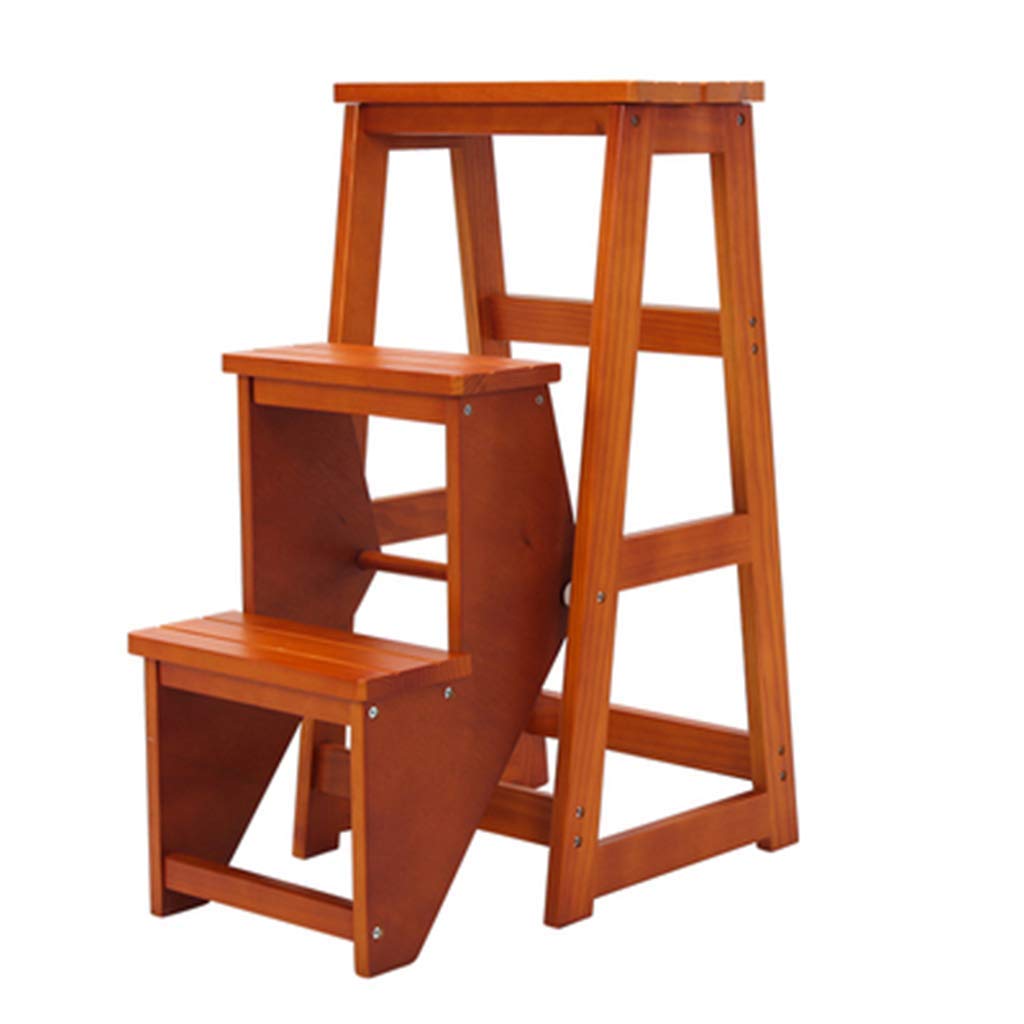 Taburete de escalera plegable CHEWYNP con 3 peldaños de madera