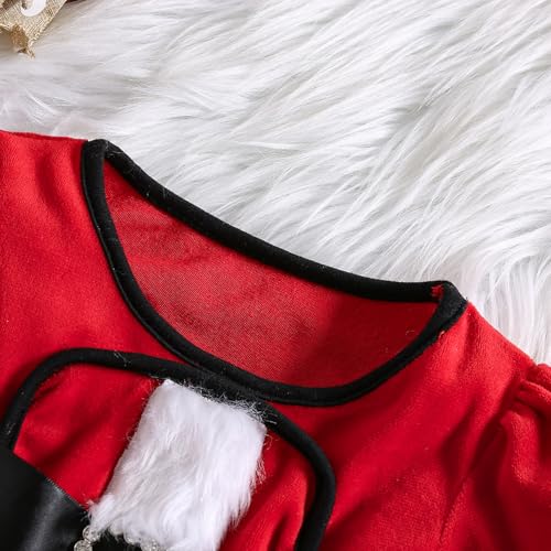 Toddler Girl Christmas Dress Santa Claus Christmas Outfit Red Long Sleeve Plush Xmas Party Dresses for Little Girls3