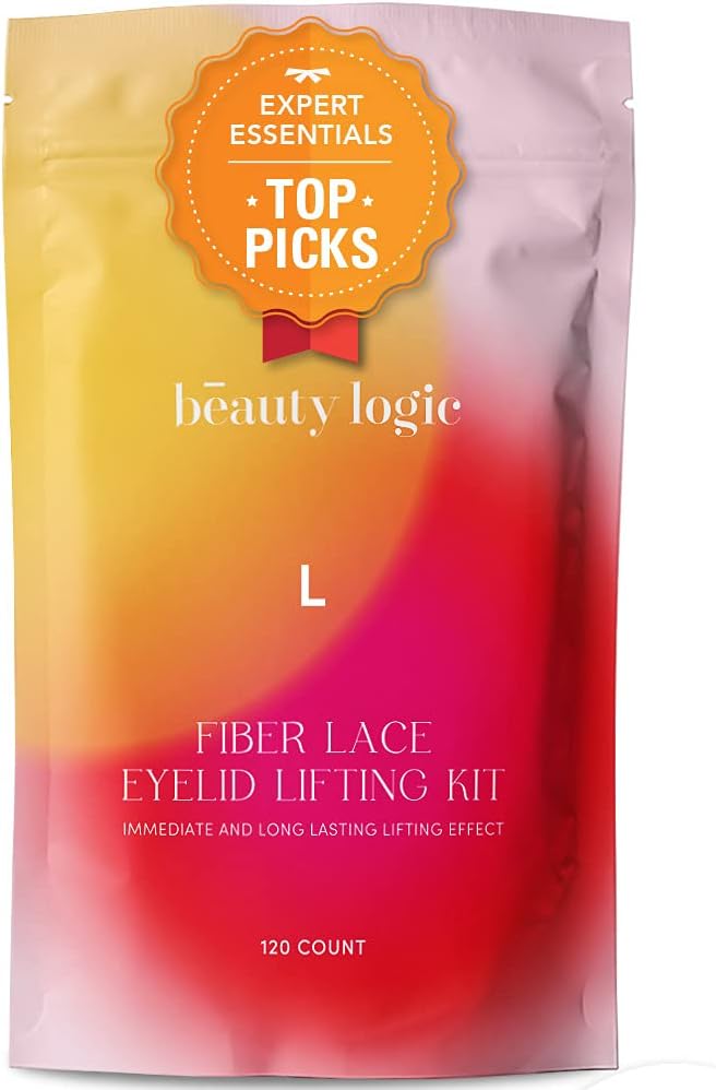 Beauty Logic USA Ultra Invisible Blends Into Skin Fiber Lace Eyelid Lift Kit 120pcs - No Glare | Non Surgical | Instant Eyelid Lifting For Hooded Droopy Uneven Mono-Eyelids Latex Free Adhesive - Large
