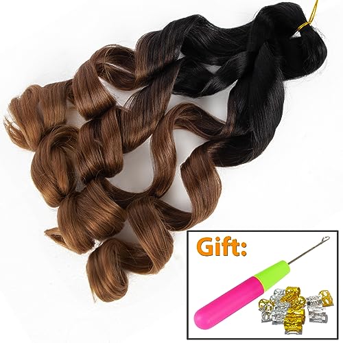 French Curl Braiding Hair 24 Inch 8 Packs French Curl Braids Crochet Hair Extensions (24 inch T30#), 18 inches - Image 4