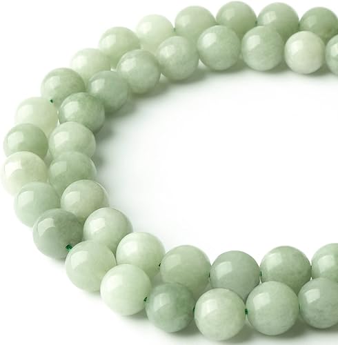 Miniatura 2 de AIXPROBEAD - Cuentas de piedras preciosas naturales de jade birmano para hacer joyas, 60 cuentas redondas sueltas de 0.236 pulgadas para pulseras y
