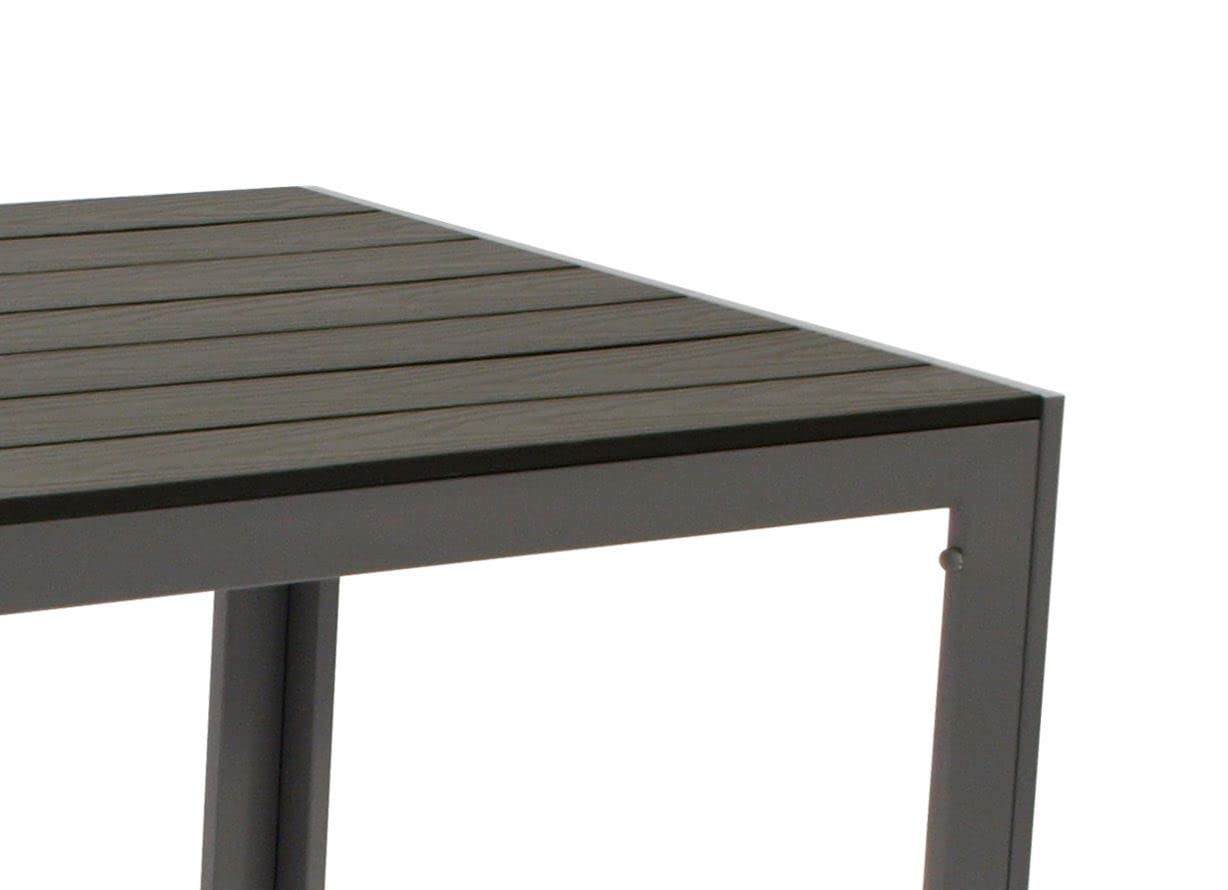 DEGAMO Gartentisch Sorano 70x125cm rechteckig, Gestell Aluminium Silbergrau, Tischplatte Kunstholz in Holzoptik dunkelgrau, wetterfest