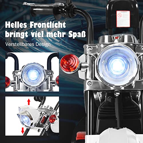 COSTWAY 6V Elektro Motorrad Kinder mit verstellbaren Scheinwerfer, Dreirad Elektromotorrad mit Sound | Hupe… – Bild 4
