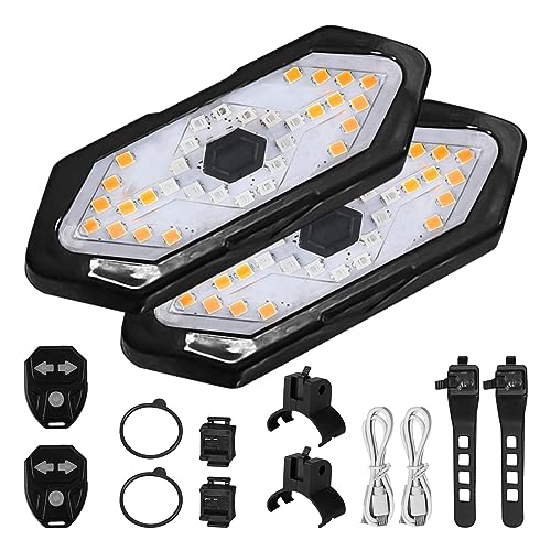 2 PCS Electric Scooter Tail Light Wireless Remote E Scooter Turn Signal Bike Tail Light USB Rechargeable Waterproof Flickers & Constant Light for Bicycles, Electric Scooters, Electric Vehicles