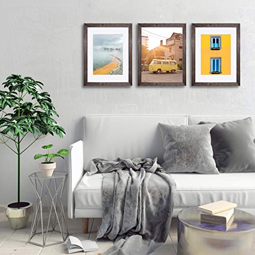 9X12 Rustic Picture Frames Wood Driftwood Brown Display Pictures 6X8 Or 5X7 With Mat Or 9X12 Without Mat - Farmhouse Distressed Photo Frame For Art With 2 Mats Wall Mounting,Table Top - Set Of 1 #TOP7