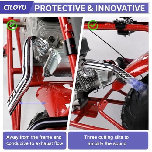 CILOYU 212 Stage 1 Kit Mini Bike Exhaust Side Pipe Compatible with Predator 212cc 224 196cc Engine Coleman CT200U CT200-EX BT200X Baja Warrior MB200 Axis M200 Mini Bike Go Kart Parts 62mm Air Filter by CILOYU - Image 7
