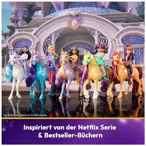 Unicorn Academy AVA und Einhorn Leaf Set - ca. 12 cm große Originalfiguren zur beliebten Netflix Serie mit Zwei Accessoires und Haarbürste für fantasievolles Rollenspiel, für Kinder ab 4 Jahren