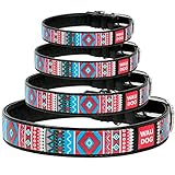 Design Leather Dog Collar for Puppy Small Medium and Large Dogs - Boy & Girl Leather Dog Collar - 27 Patterns - Leather Buckle Dog Collar Black (10 1/4' - 13 3/4' Neck 3/5' Wide, Ethno-1)