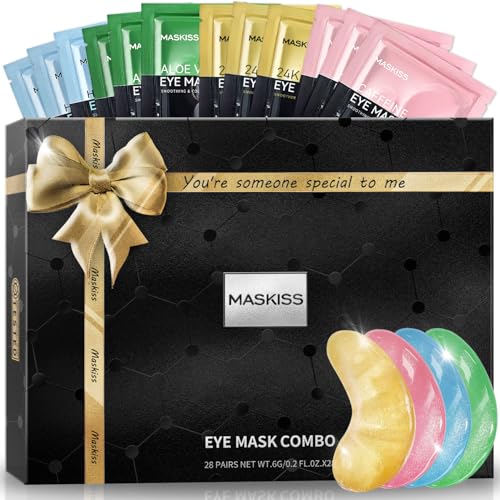 Maskiss Under Eye Patches (28 Pairs), Easter Gifts for Her, 4 Colors Eye Masks for Dark Circles Puffy Eyes, Undereye Bags and Wrinkles Puffiness, Skin Care Gift for Bachelorette Party Favors