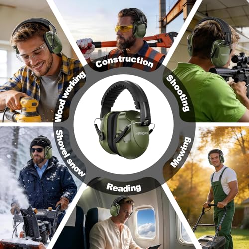 Image of Floriogra Noise Reduction Ear Muffs, NRR 34dB Ear Protection for Adults | Hearing Protection Noise Cancelling Headphones for Kids Autism, Shooting Ear Protection for Gun Range, Mowing, Construction