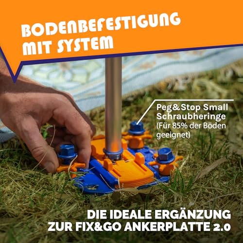 Peggy Peg – Fix&Go Anker Platte 2.0 zur Fixierung von Stützfüßen – Bodenbefestigung für Markisenfüße & Zeltgestänge beim Camping – Bodenhalterung kompatibel mit Thule Omnistor, Dometic & Fiamma 4