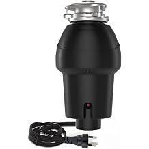 Garbage Disposal with Air Switch, 1 HP, 4-Stage Grinding, 3500 RPM, Quiet Kitchen Food Waste Disposer, ABS & Stainless Steel Construction, Matte Black, Easy Installation for Home Kitchens