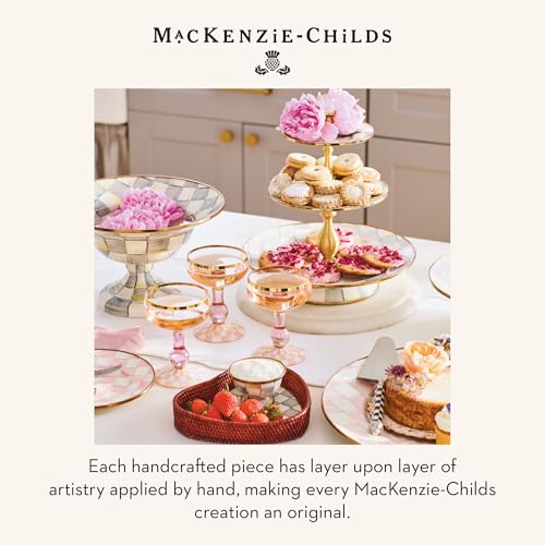 Image of MACKENZIE-CHILDS Three-Tier Sweet Stand, Gray-and-White Sterling Check