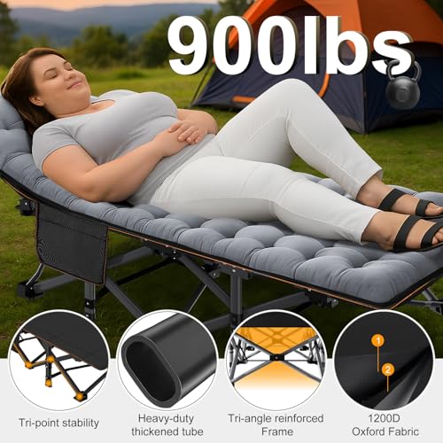 Image of ABORON Camping Cot for Adult 28 inch Extra Wide, 2PK Heavy-Duty 1200D Oxford Cot for Sleeping, Portable Folding Camp Bed with Mat & Carry Bag