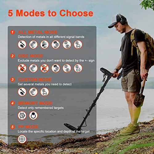 Metal Detector For Adults, Professional High Accuracy Waterproof Gold Detector With Lcd Display, 10" Coil Adjustable Metal Detector For Treasure Hunting, 5 Modes, Advanced Dsp Chip #TOP2