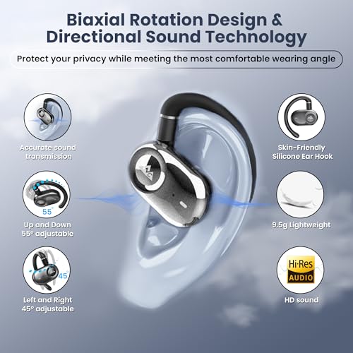 Image of WeCool Moonwalk M3 Pro Open Ear Earbuds Wireless with Multi-Angle Adjustment, Bluetooth 5.4 Ows Earphones with Call Noise Reduction, Ear Safe Headphones with Mic, 60Hrs Playback, IP55 Waterproof