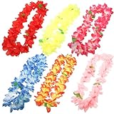 Abaodam Leis Hawaianos de Tela y Plástico 6 Piezas, Collar Floral Artificial Ligero para Decoración de Fiestas Hawaianas o Eventos Tropicales