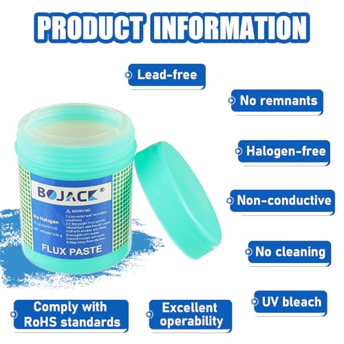 Image of BOJACK Solder Paste Flux No Clean Free Environmentally Friendly Soldering Flux Paste Ideal for CPU Disassembly Assembly Special BGA PCB SMD Repair and Soldering(5.15oz /146g)